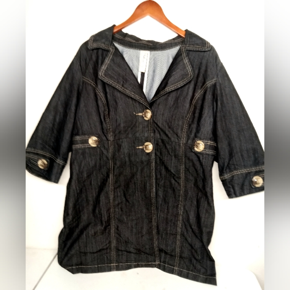 L.A. Blues Women's Denim Jean Jacket half sleeve 18W